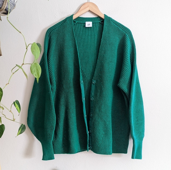 CAbi Sweaters - CAbi | Lucky | Emerald Balloon Sleeve Thick Knit Cardigan #3709